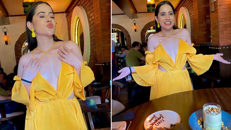 Urfi Javed Hot Photos: ऑरेंज कलर की शॉर्ट ड्रेस में उर्फी जावेद ने बिखेरी रौनक, चमक उठेगी आपकी आंखें