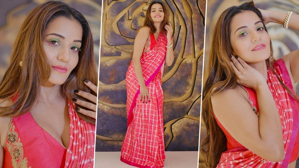 मोनालिसा ने साड़ी पहनकर कैमरे पर दिए गजब के पोज 