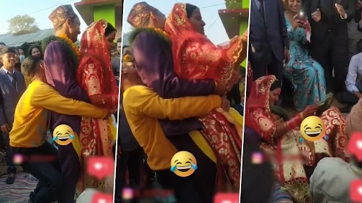  शादी में निभाई गई अजीब रस्म, दूल्हे और दुल्हन को एक साथ उठाकर जमीन पर पटक दिया, देखें वीडियो
