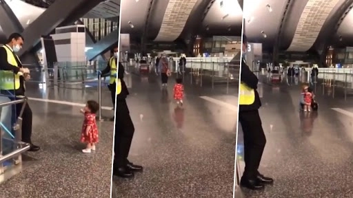 नन्ही बच्ची ने एयरपोर्ट सिक्योरिटी से मांगी आंटी से मिलने की इजाज़त, क्यूट वीडियो देख पिघल जाएगा दिन