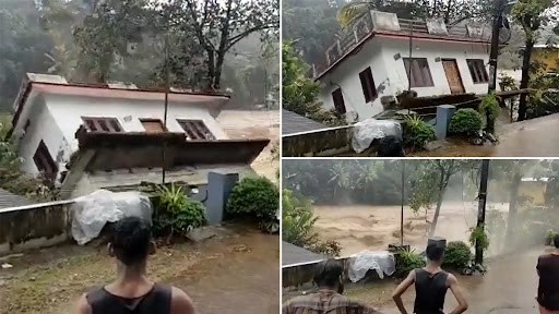 केरल में बारिश के कारण नदी की तेज धाराएं बहा ले गई पूरा घर, देखें भयावह वीडियो