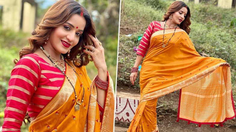 Monalisa Killer Chhath Puja Look: भोजपुरी स्टार मोनालिसा का छठ लुक देख आप भी हो जाएंगे मदहोश, साड़ी में धा रही है कयामत