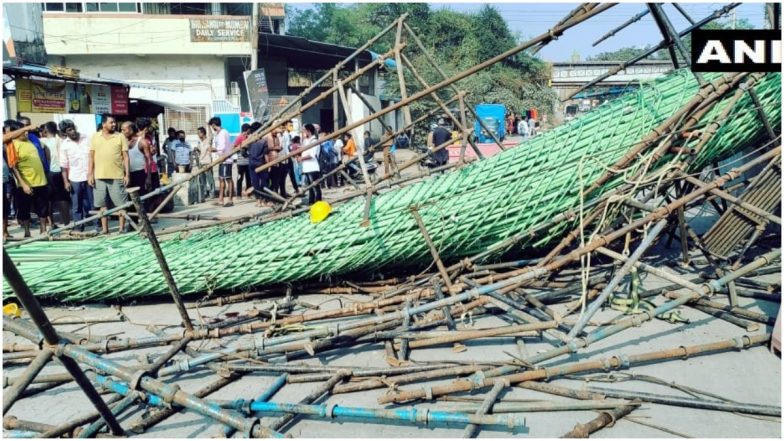 Maharashtra: ठाणे के भिवंडी  में निर्माणाधीन मेट्रो पुल का खंभा गिरा, 5 मजदूर घायल