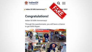 IOC Fake Lucky Draw: इंडियन ऑयल कॉरपोरेशन की '60वीं वर्षगांठ' के नाम पर वायरल हो रहा यह फर्जी पोस्ट