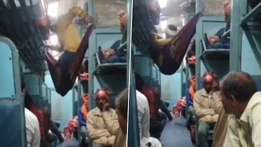  शख्स ने भरी ट्रेन में सोने के लिए जुगाड़ से ऐसे लगाया बिस्तर, वीडियो देख बन जाएंगे फैन