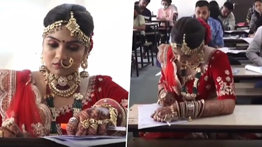 शादी से ठीक पहले जोड़ा पहनकर परीक्षा में शामिल हुई गुजरात की दुल्हन, कहा, 'शिक्षा ज्यादा जरूरी'