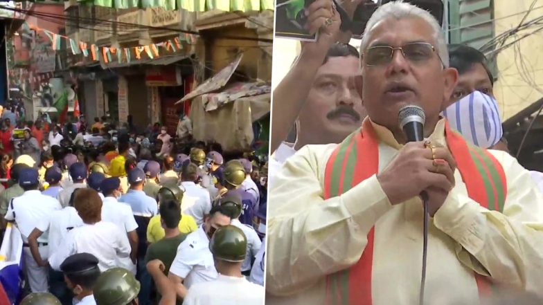 West Bengal: पेट्रोल-डीज़ल की कीमत में कमी की मांग को लेकर बीजेपी ने किया प्रदर्शन