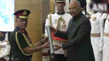 राष्ट्रपति रामनाथ कोविंद ने नेपाल के सेना प्रमुख प्रभु राम शर्मा को भारतीय सेना के जनरल के मानद पद से किया सम्मानित
