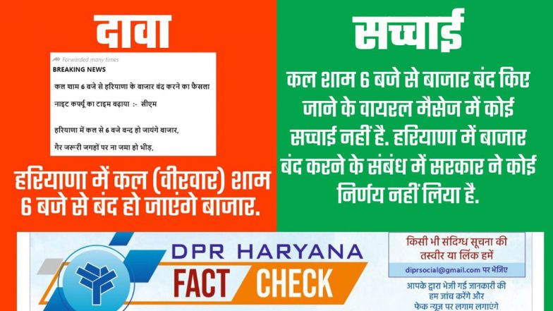 Haryana: कल शाम 6 बजे से बंद हो जाएंगे बाजार? जानें क्या है वायरल मैसेज का सच