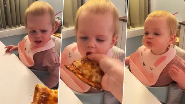 नन्ही बच्ची ने पहली बार चखा पिज्जा का स्वाद, उसके मजेदार रिएक्शन ने जीता लोगों का दिल (Watch Viral Video)