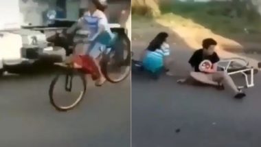 साइकिल पर गजब का स्टंट कर रही थी लड़की, तभी पीछे से आया लड़का और सारी उम्मीदों पर फिर गया पानी (Watch Viral Video)