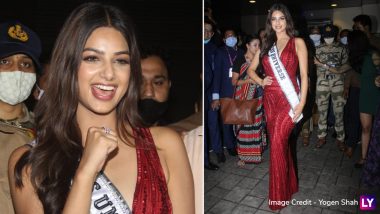 Miss Universe 2021 Harnaaz Sandhu का मुंबई में हुआ ग्रैंड वेलकम, एयरपोर्ट पर दिखा खूबसूरत अवतार (See Pics)