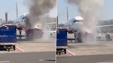 VIDEO: मुंबई एयरपोर्ट पर टला बड़ा हादसा, विमान के सामने धू-धू कर जल गया पुशबैक टग