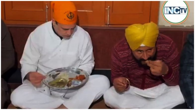 Punjab Elections 2022: पंजाब चुनाव के दौरे पर राहुल गांधी, अमृतसर के स्वर्ण मंदिर में लंगर खाया- देखें तस्वीर