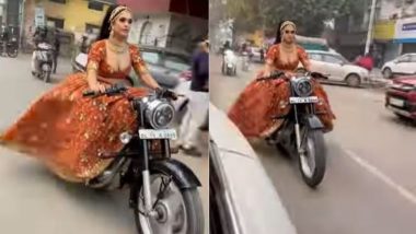 शादी का लहंगा पहनकर जब बुलेट पर सवार हुआ दुल्हन, अपने रॉयल अंदाज से कर दिया हर किसी को हैरान (Watch Viral Video)