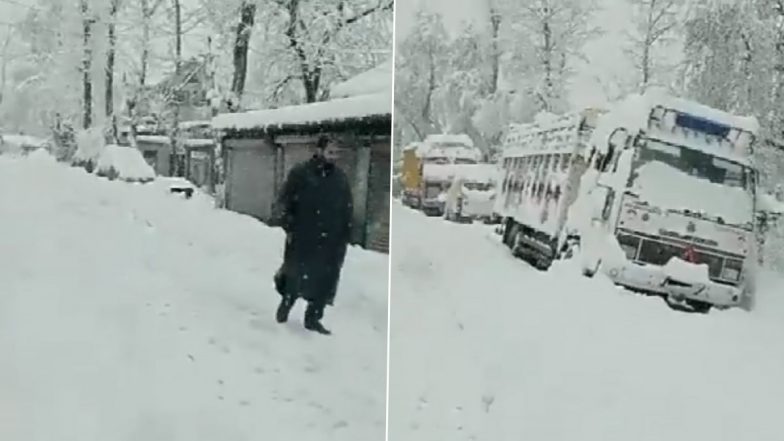 Jammu-Kashmir के कई इलाकों में जबरदस्त बर्फबारी, यहां देखें वीडियो और फोटोज