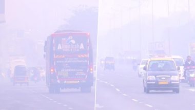 महाराष्ट्र: मुंबई में आज सुबह कोहरा छाए रहने की वजह से विज़िबिलिटी कम, देखें तस्वीरें