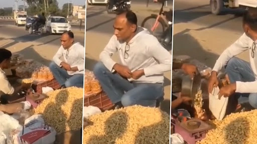 चोर मूंगफली विक्रेता को मूर्ख बनाने की कोशिश करता है, लेकिन बुरी तरह से हुआ फेल, देखें वीडियो
