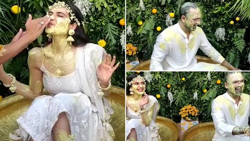 Karishma Tanna- Varun Bangera Haldi: करिश्मा तन्ना और वरुण बंगेरा की हल्दी का वीडियो आया सामने, व्हाईट ड्रेस में कपल ढा रहा है कहर