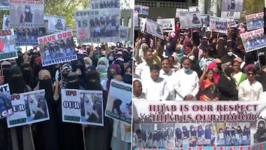 Udupi Hijab Row: कांग्रेस विधायक कनीज फातिमा और उनके समर्थकों किया विरोध प्रदर्शन, कहा-'लड़कियों का उत्पीड़न किया जा रहा है'