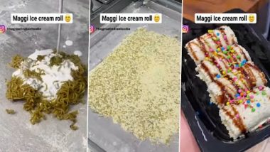 Ice Cream Rolls With Maggi: शख्स ने मैगी से बनाया आइसक्रीम रोल, वीडियो देख भड़के नेटीजंस, कहा- 'मैगी की शक्तियों का गलत इस्तेमाल हो रहा है'