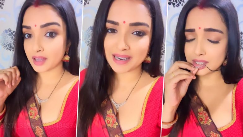 Aamrapali Dubey Video: Khesari Lal Yadav के गाने पर आम्रपाली दुबे ने देसी भाभी लुक में बनाई रील्स वीडियो, दिखा सेक्सी अवतार