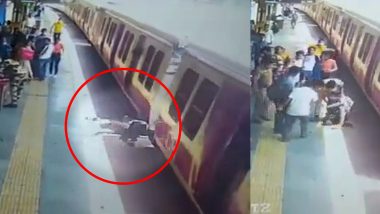 Mumbai: चलती ट्रेन से उतरा शख्स मौत के मुंह में जाने से बचा, देखें RPF जवान ने ऐसे बचाई जान