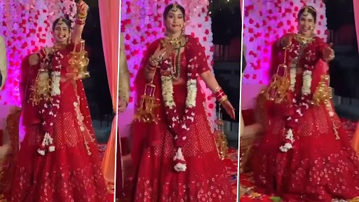 Viral Video: खुश दुल्हन ने 'तारे गिन-गिन' गाने पर डांस कर स्टेज पर लगाई आग, वीडियो हुआ वायरल