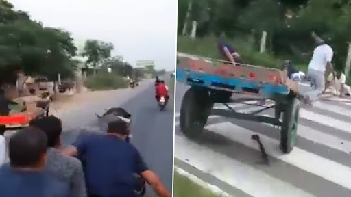 Viral Video: जानवर पर क्रूरता करने वालों को मिला कर्म का फल, बाल-बाल बची जान, देखें वीडियो