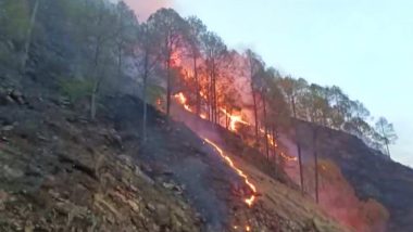 VIDEO: उत्तराखंड के जंगल में लगी आग 2 KM के दायरे में फैली, काबू पाने की कोशिश जारी