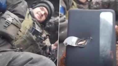 मोबाइल की वजह से बाल-बाल बची यूक्रेनी सैनिक की जान, फायरिंग के दौरान फोन में जा लगी गोली (Watch Viral Video)