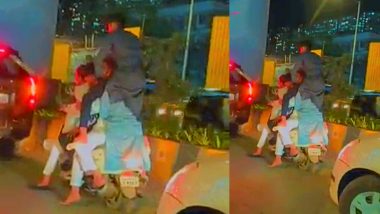 VIDEO: मुंबई में एक स्कूटी पर 6 लड़के सवार, जगह कम पड़ी तो कंधे पर चढ़कर बैठ गया!