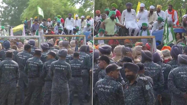 Punjab: राजधानी में घुसने से रोकने पर किसान चंडीगढ़-मोहाली सीमा के पास धरने पर बैठे