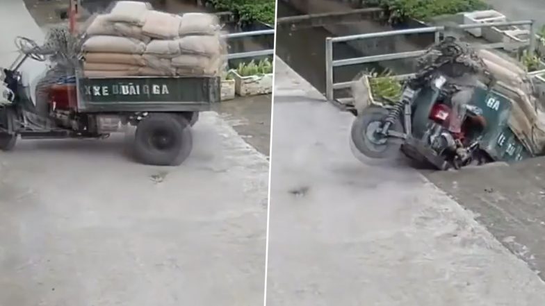 Viral Video: बैक करते समय ट्रॉली समेत नाली में धड़ाम से जा गिरा शख्स, हैरान करने वाला वीडियो हुआ वायरल