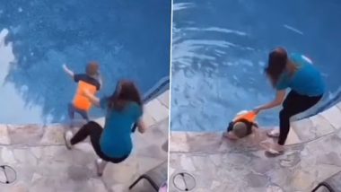 Viral Video: बेटे को स्विमिंग पूल में डूबने से बचाने के लिए सुपर मॉम ने किया कुछ ऐसा, देखें वीडियो