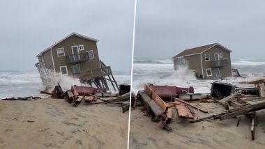 Viral Video: उत्तरी कैरोलिना में तूफान के दौरान समुद्र में बहा Beach House, देखें वायरल वीडियो