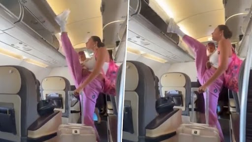 Viral Video: बच्चे को गोद में लिए हुए महिला ने पैर से प्लेन के ऊपरी लगेज बिन को किया बंद, देखें वीडियो