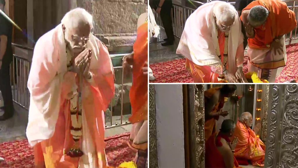  पीएम मोदी कर्नाटक के दौरे पर,  मैसूरु में चामुंडेश्वरी देवी मंदिर की पूजा-अर्चना की