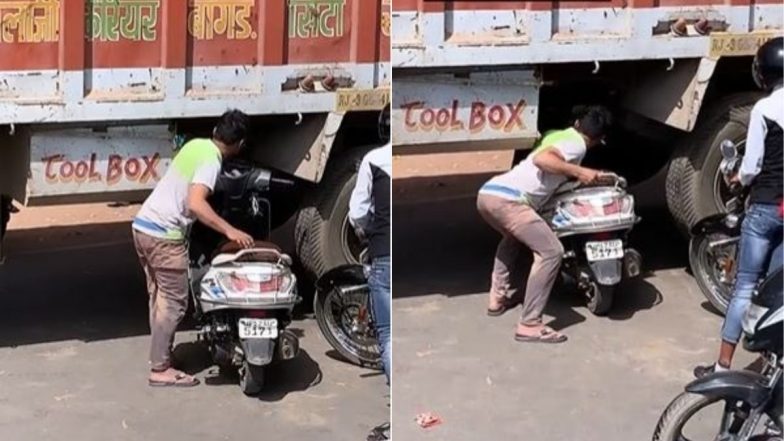 OMG! जाम में फंसे शख्स ने लगाया हैरान करने वाला जुगाड़, खुद की जान जोखिम में डालकर ऐसे निकला बाहर (Watch Viral Video)