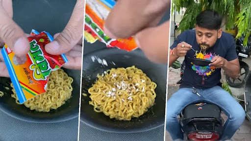 विमल पान मसाला मिलाकर शख्स ने खाया मैगी, इंटरनेट पर वायरल हुआ वीडियो