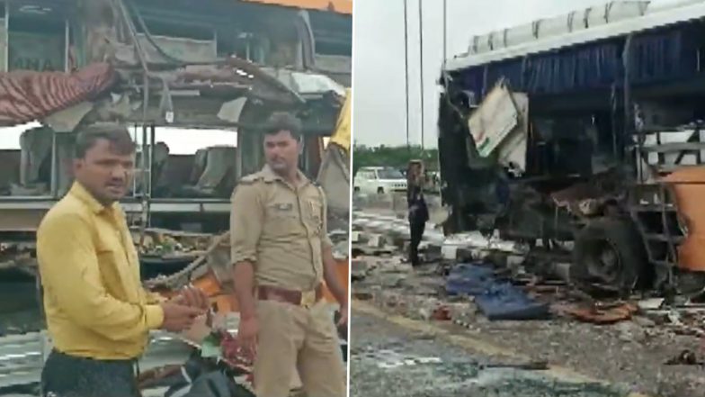 उत्तर प्रदेश में भयंकर एक्सीडेंट, पूर्वाचल एक्सप्रेसवे पर बस दुर्घटना, 8 ने गवाई जान