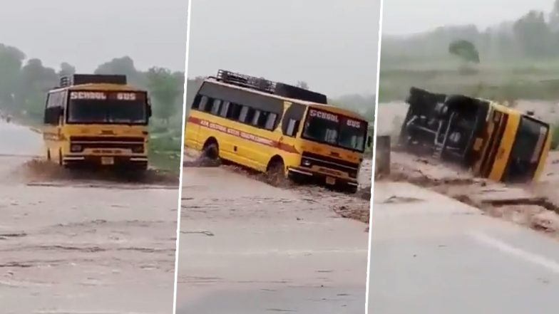 Uttarakhand Floods: चंपावत में बाढ़ के पानी में बह गई स्कूल की बस- Watch Video
