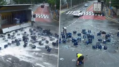 Viral Video: तेज रफ्तार ट्रक से गिरी बीयर की हजारों बोतलें, इसके बाद जो हुआ...देखें वायरल वीडियो