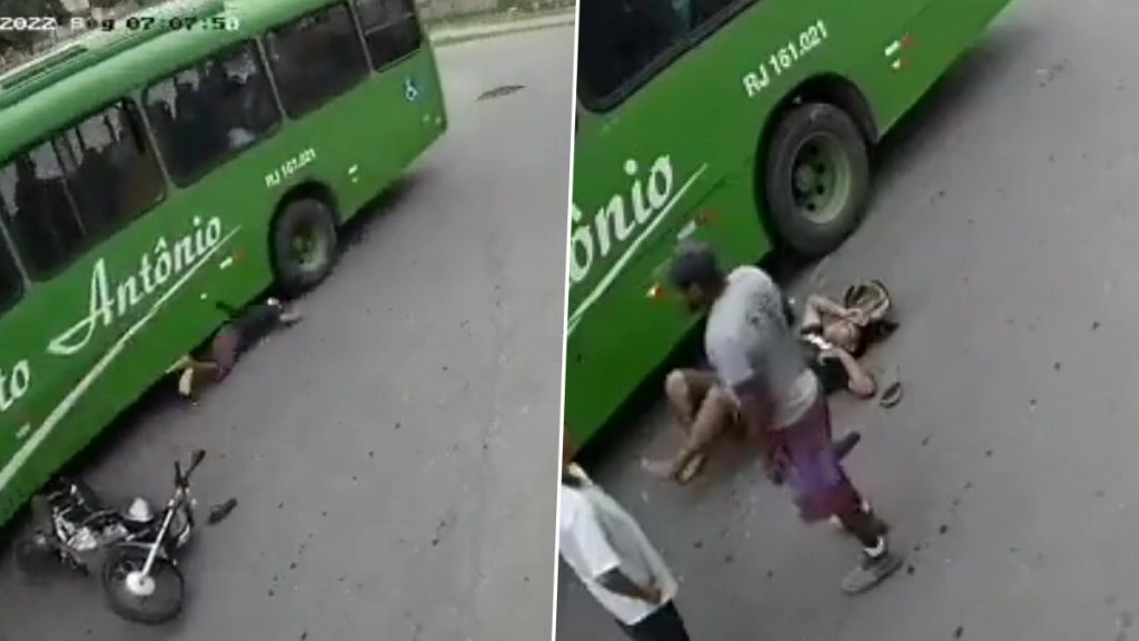 Viral Video: बस के पहियों के नीचे आते-आते बचा शख्स, हेलमेट न पहना होता तो जा सकती थी जान