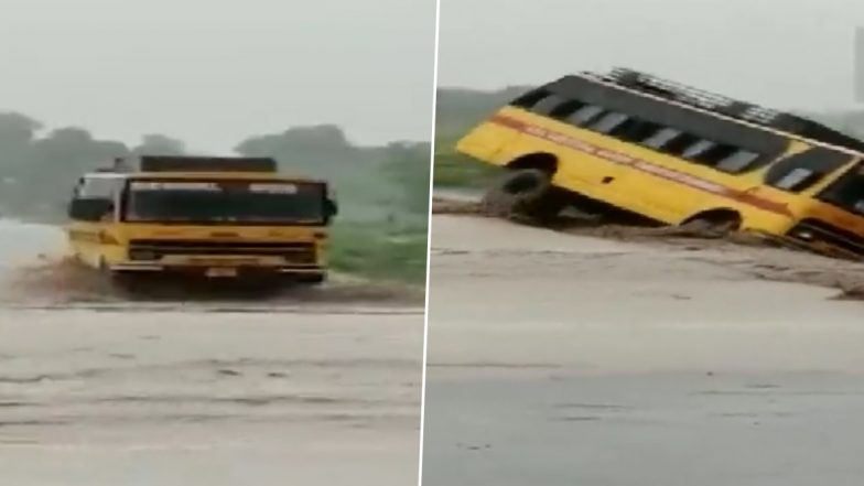 उत्तराखंड: बारिश की वजह से टनकपुर में पानी के तेज बहाव में बही स्कूल बस- Video