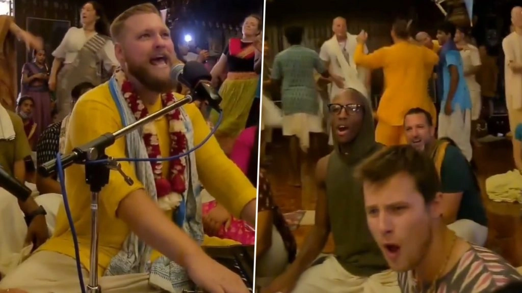 Viral Video: विदेशी शख्स पर चढ़ा कान्हा की भक्ति का खुमार, सुरीली आवाज में गाया ‘हरे रामा-हरे कृष्णा’ भजन