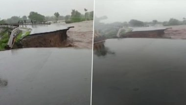 गुजरात: छोटा उदयपुर जिले में लगातार भारी बारिश से पुल का एक हिस्सा गिरा