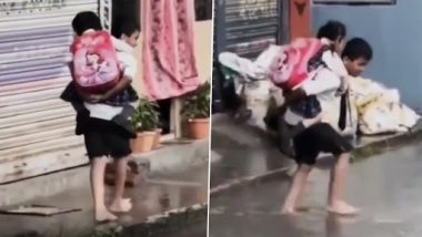 Viral Video: पानी से भरी सड़क पर बहन को कंधे पर उठाकर सड़क पार करते भाई का क्लिप वायरल, देखें वीडियो