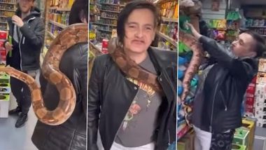 Snake in Shop: अपने पालतू सांप को दुकान में लेकर पहुंची महिला, उसके बाद अजगर ने किया कुछ ऐसा, देखें वीडियो