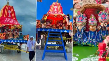 Rath Yatra Celebration On Florida Beach: अमेरिका में भक्तों ने फ्लोरिडा बीच पर मनाया भगवान जगन्नाथ रथ यात्रा महोत्सव, देखें वीडियो